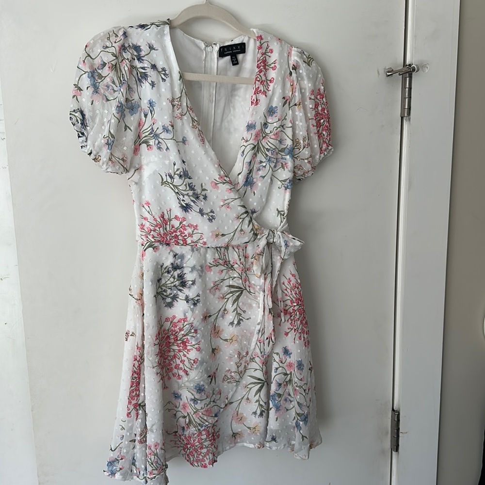 Multicolored Floral Mini Wrap Dress